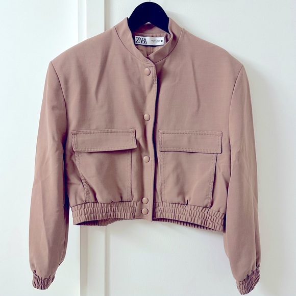 ZARA Cropped Maxi Bomber Jacket - Picture 11 of 12
